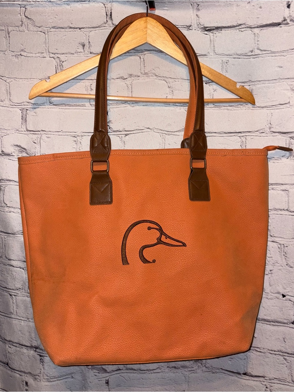 Ducks Unlimited Bellemonde Large Tote Bag Purse Burnt Orange Faux Leather Suede